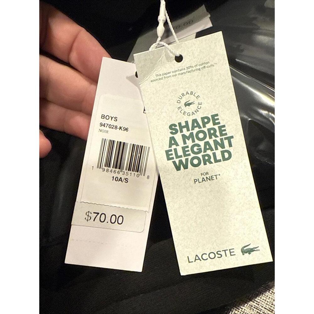 NEW Lacoste Boys Black Hoodie with pocket Size 10A/ S NWT Organic Cotton blend - Picture 7 of 7